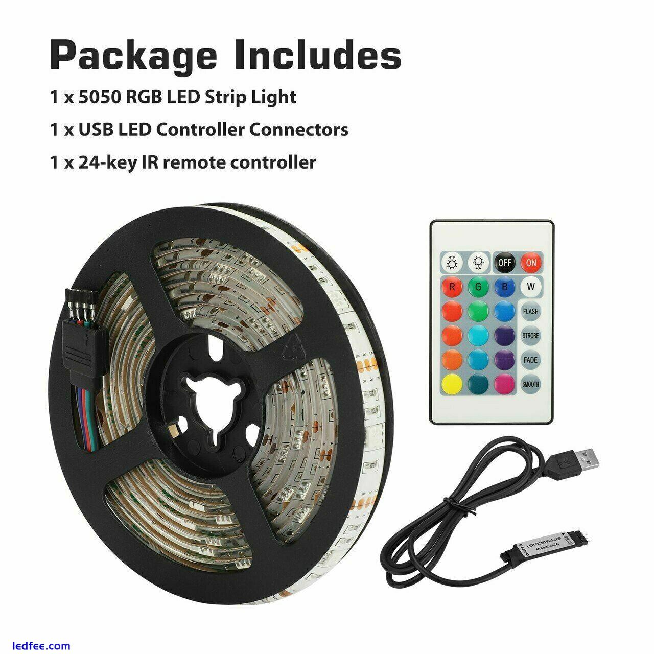 LED Strip Lights 1- 5m RGB 5050 Colour Changing Tape Cabinet Kitchen TV Lighting 1 