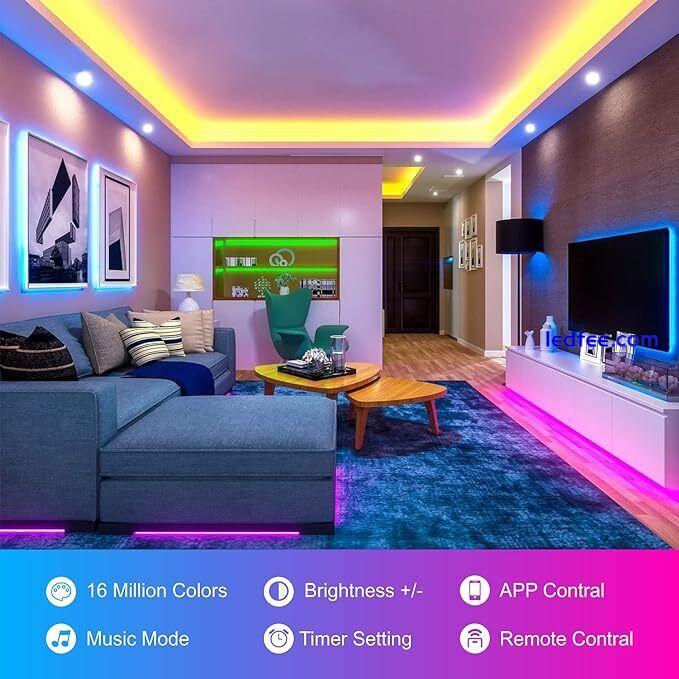 LED Strip Lights 1- 5m RGB 5050 Colour Changing Tape Cabinet Kitchen TV Lighting 4 