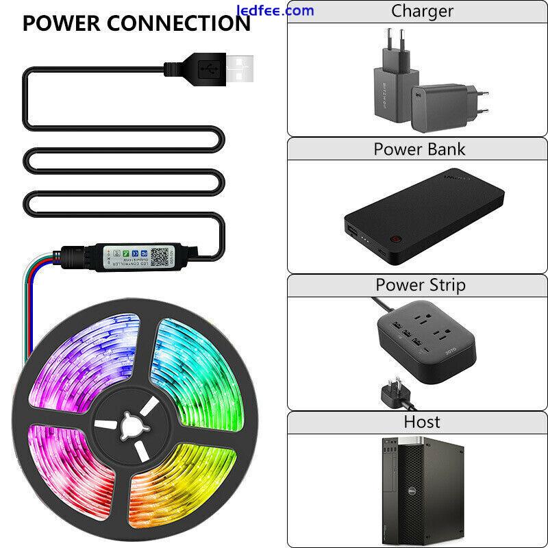 USB LED Strip Lights 5050 RGB Colour Changing Tape TV Kitchen Lighting 1-5m 3 