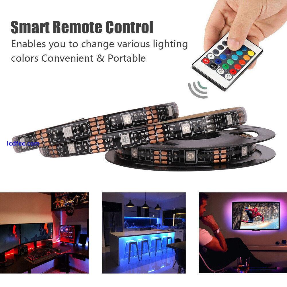 USB LED Strip Lights 5050 RGB Colour Changing Tape TV Kitchen Lighting 1-5m 4 