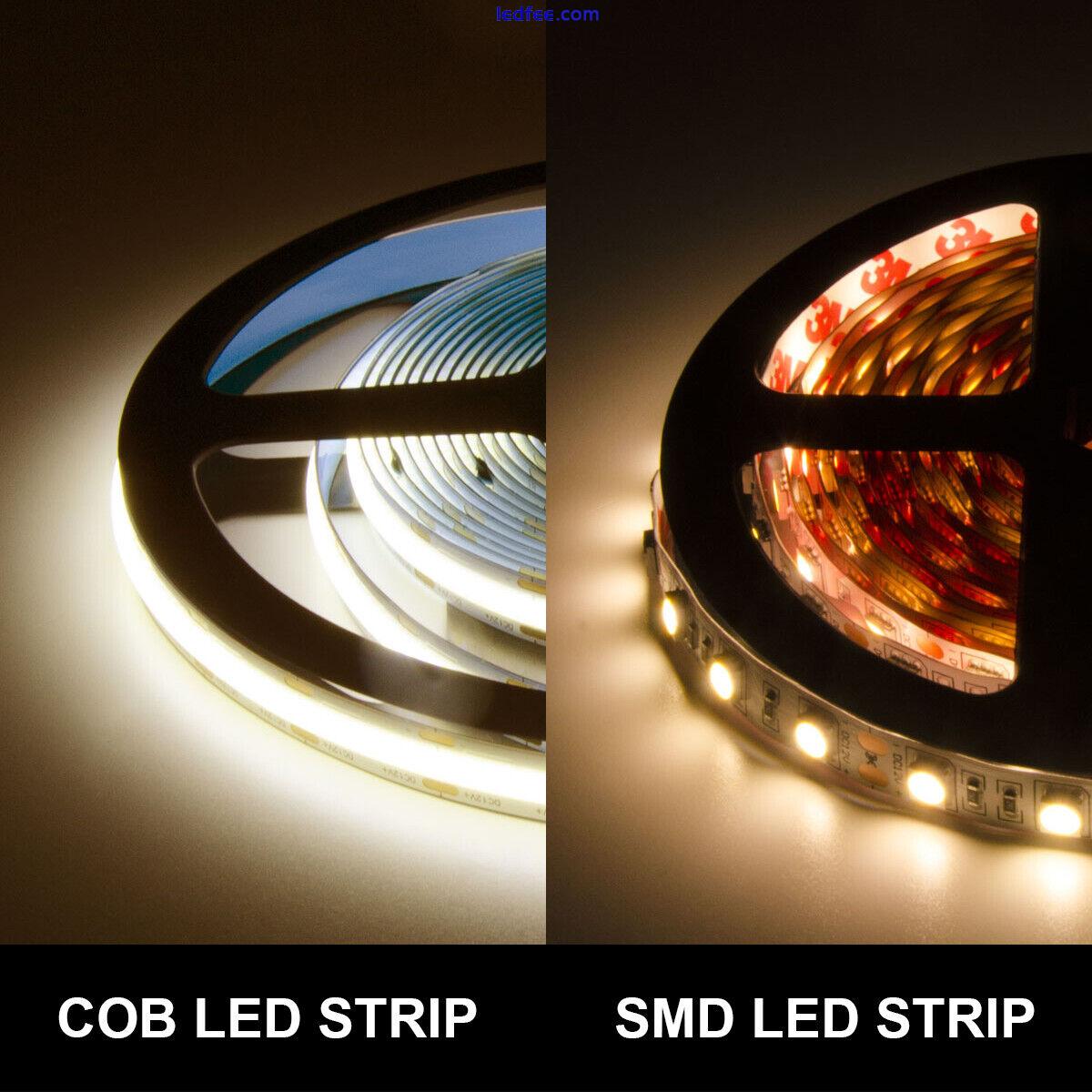5M DC12V/24V Seamless COB LED Strip Lights 384LEDs/M DIY Cabinet Shelf Lighting 4 