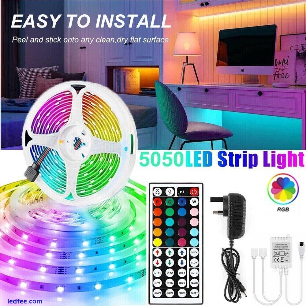 LED Strip 5050 RGB Lights Colour Changing Tape Cabinet Kitchen Lighting UK Plug 1 