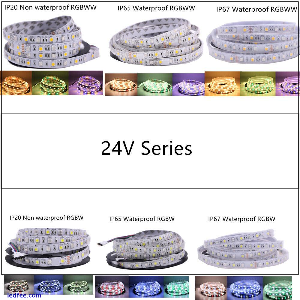 SMD 5050 RGB CCT LED Strip light tape lamp Waterproof DC 12V 24V RGBW RGBWW 5m 3 