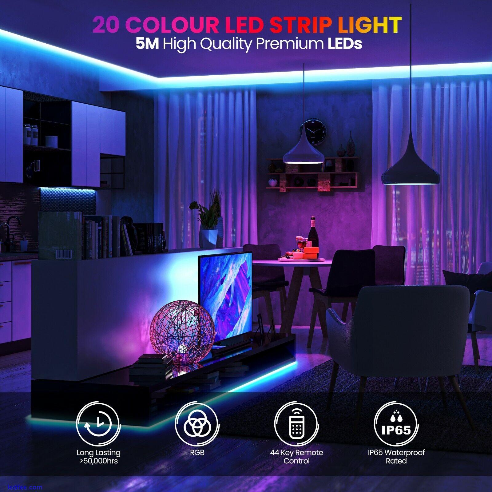 LED Strip Lights 5M RGB Colour Changing Flexible Tape Lighting SMD5050 DC12V 2 