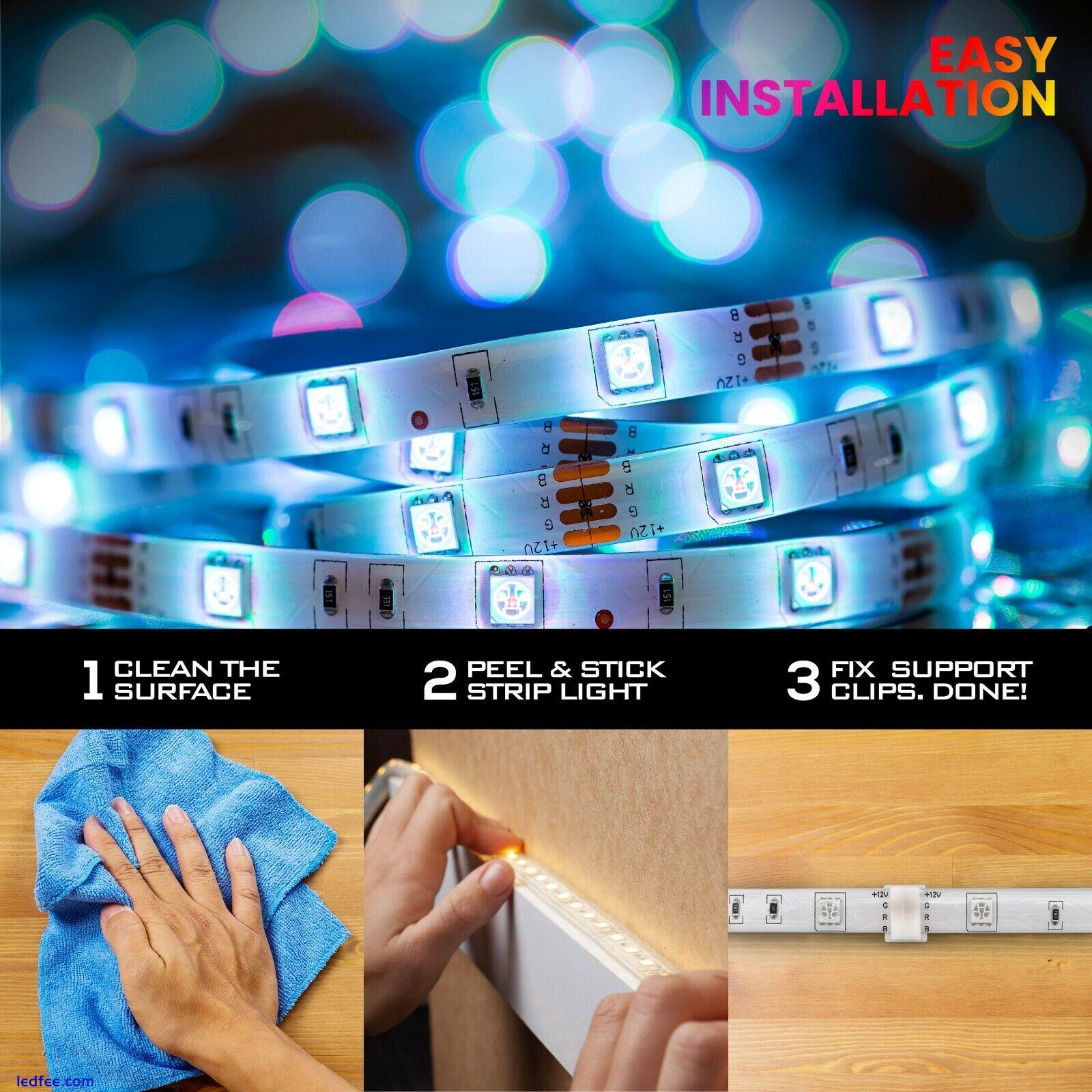 LED Strip Lights 5M RGB Colour Changing Flexible Tape Lighting SMD5050 DC12V 3 