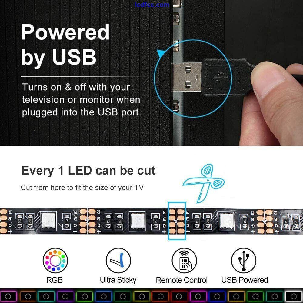 USB LED Strip Lights 1-5M RGB Colour 5050 Changing Tape TV Kitchen Lighting 2 