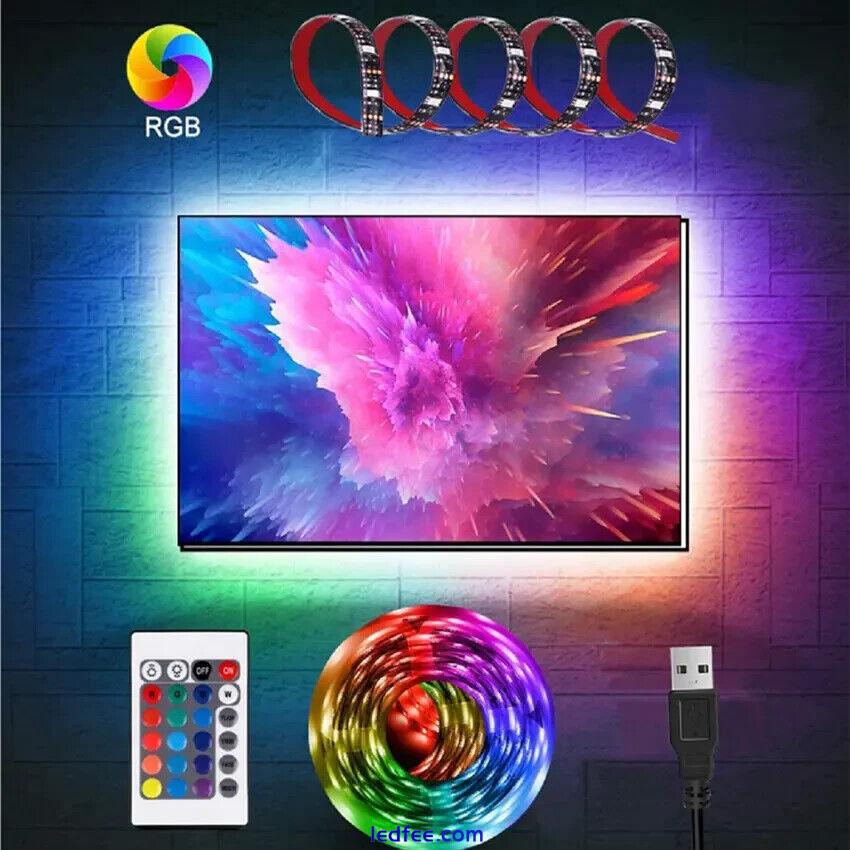 USB LED Strip Lights 1-5M RGB Colour 5050 Changing Tape TV Kitchen Lighting 3 