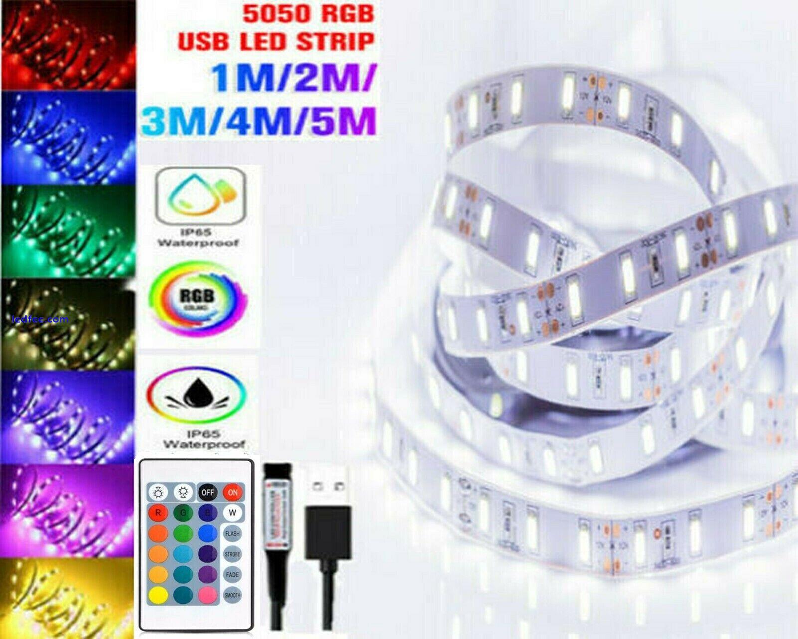 LED Strip Lights 1- 5m RGB 5050 Colour Changing Tape Cabinet Kitchen TV Lighting 0 