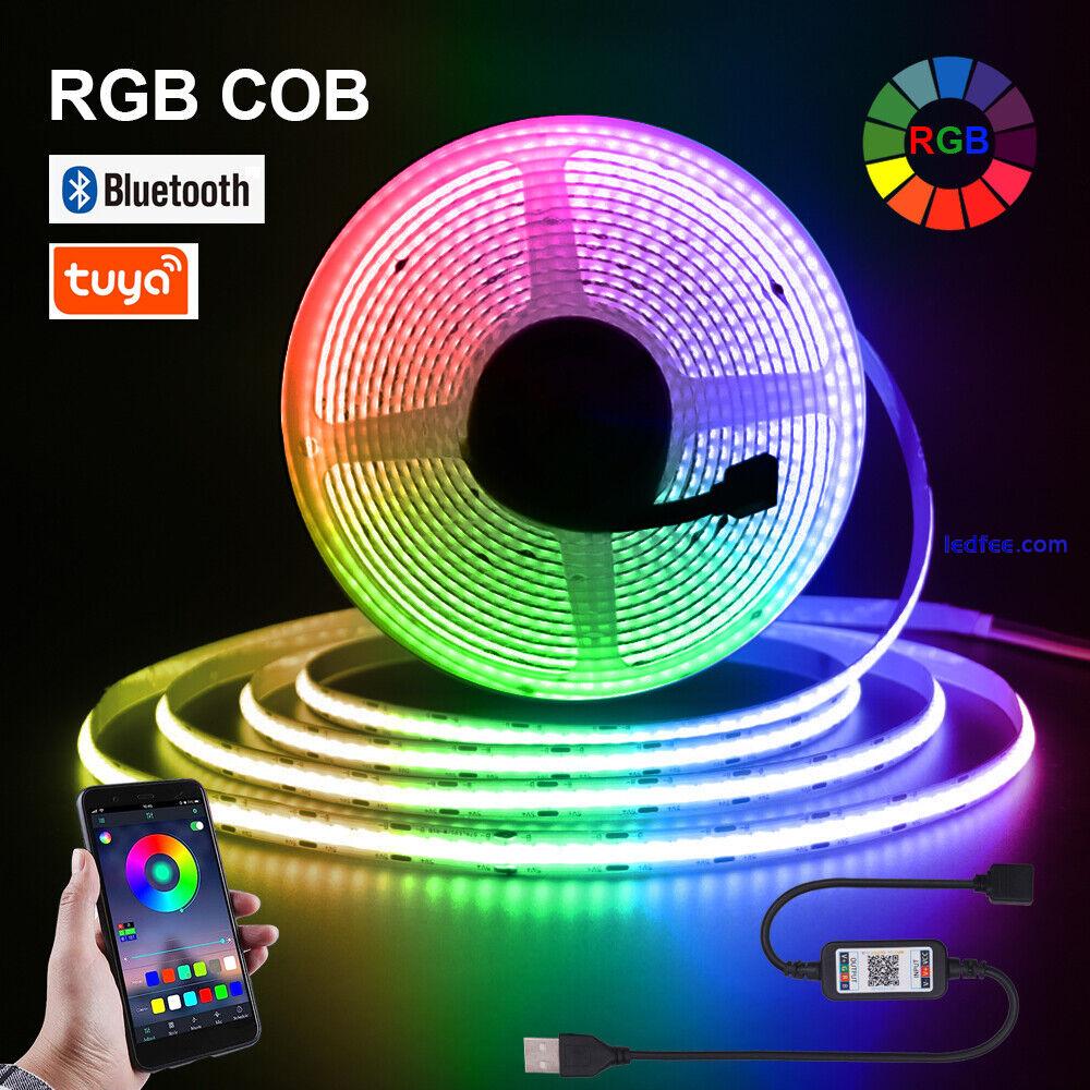 High Density RGB LED COB Strip Lights 5V USB Tape Cabinet TV Backlight Bluetooth 1 