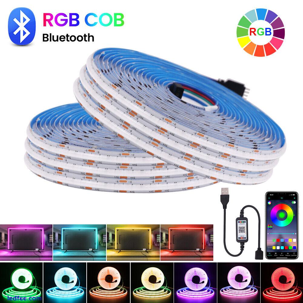 High Density RGB LED COB Strip Lights 5V USB Tape Cabinet TV Backlight Bluetooth 0 