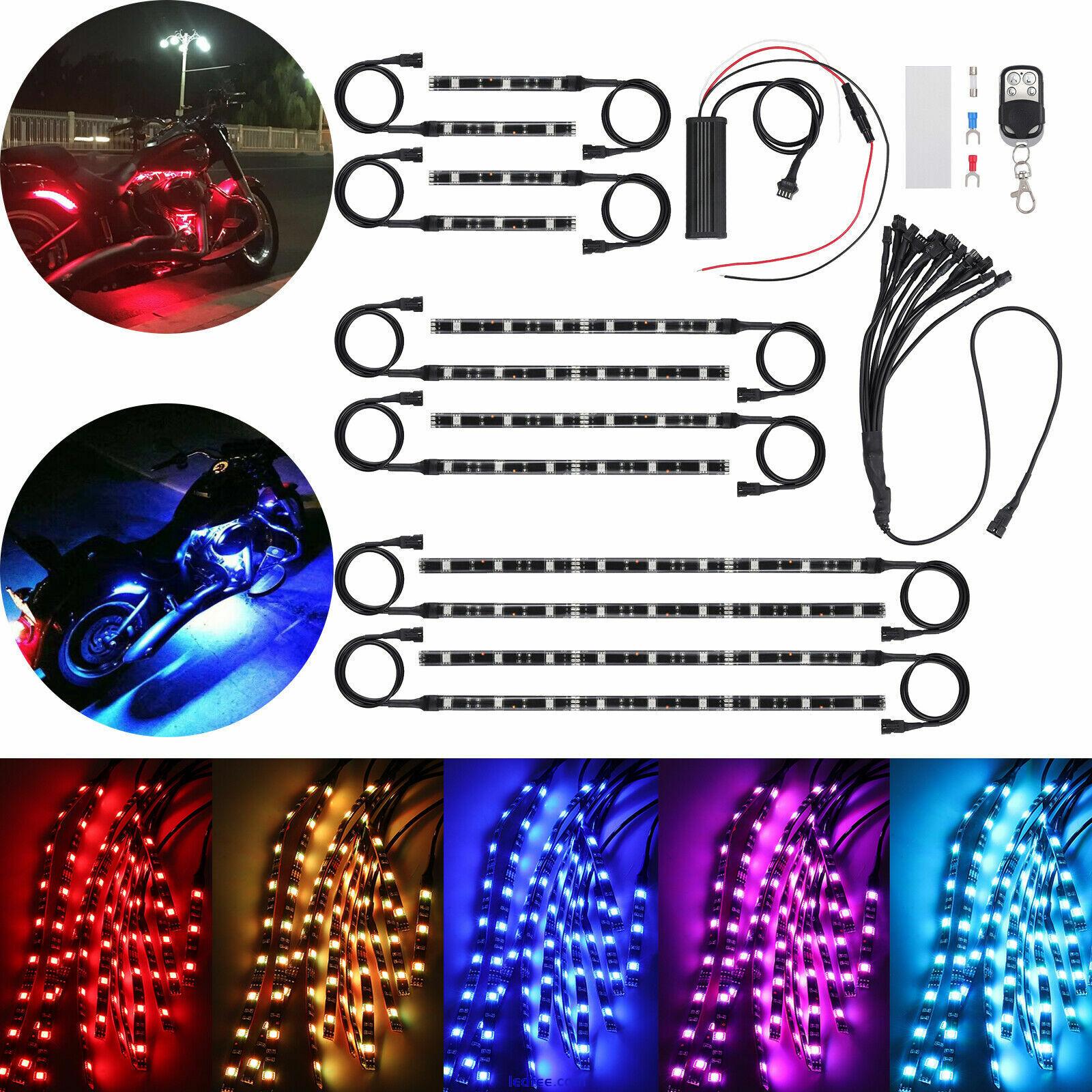 DC 12V Motorcycle LED Strip Lights 30-120cm Underglow Neon Light Multicolor Lamp 2 