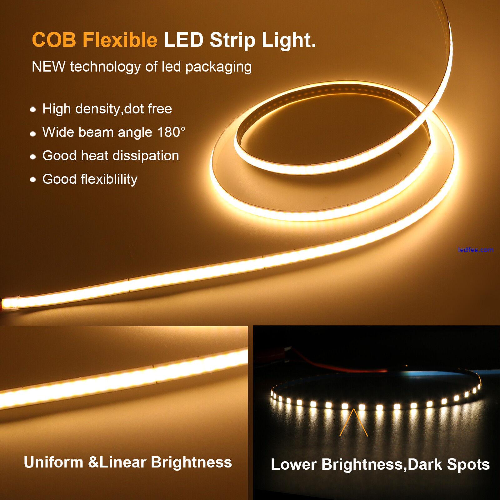 LED Strip Lights 5V 12V 24V COB High Density Flexible Tape TV Self Adhesive Band 2 