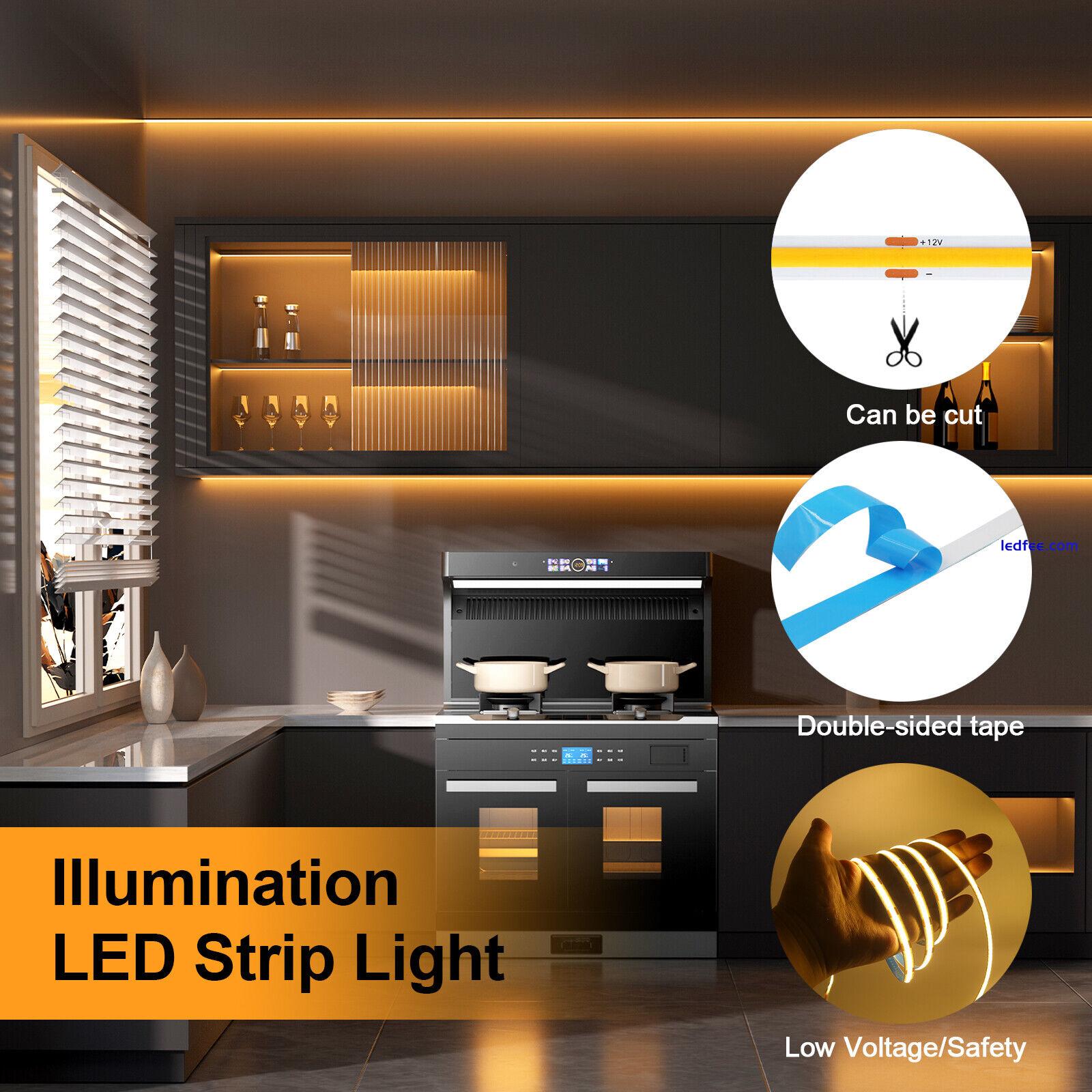 LED Strip Lights 5V 12V 24V COB High Density Flexible Tape TV Self Adhesive Band 4 