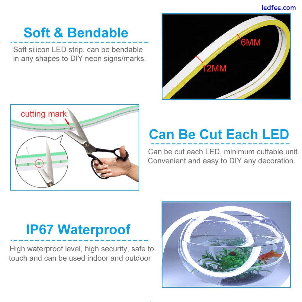 5/12/24V 2835 Flexible LED Strip LIGHT Waterproof Neon Lights Silicone Tube LAMP 1 