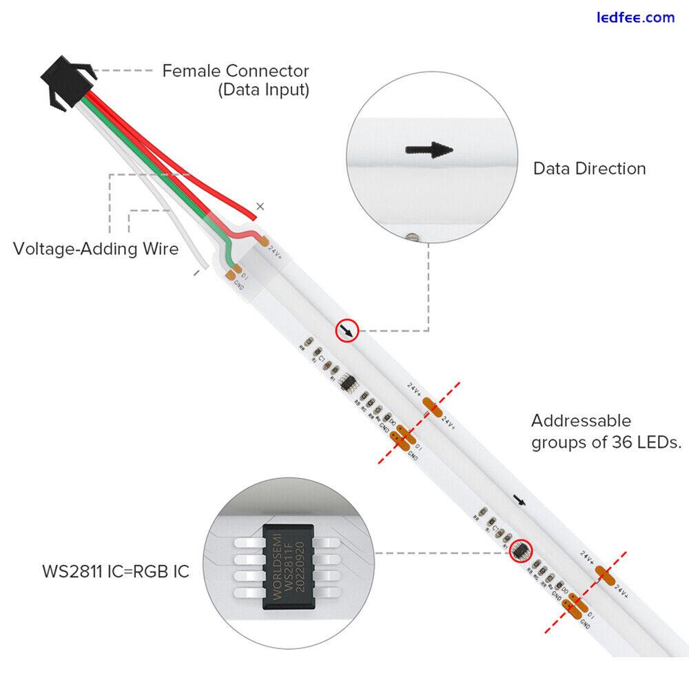 Dream Color ARGB Addressable COB LED Strip Light ws2811 RGB IC Digital tape lamp 3 