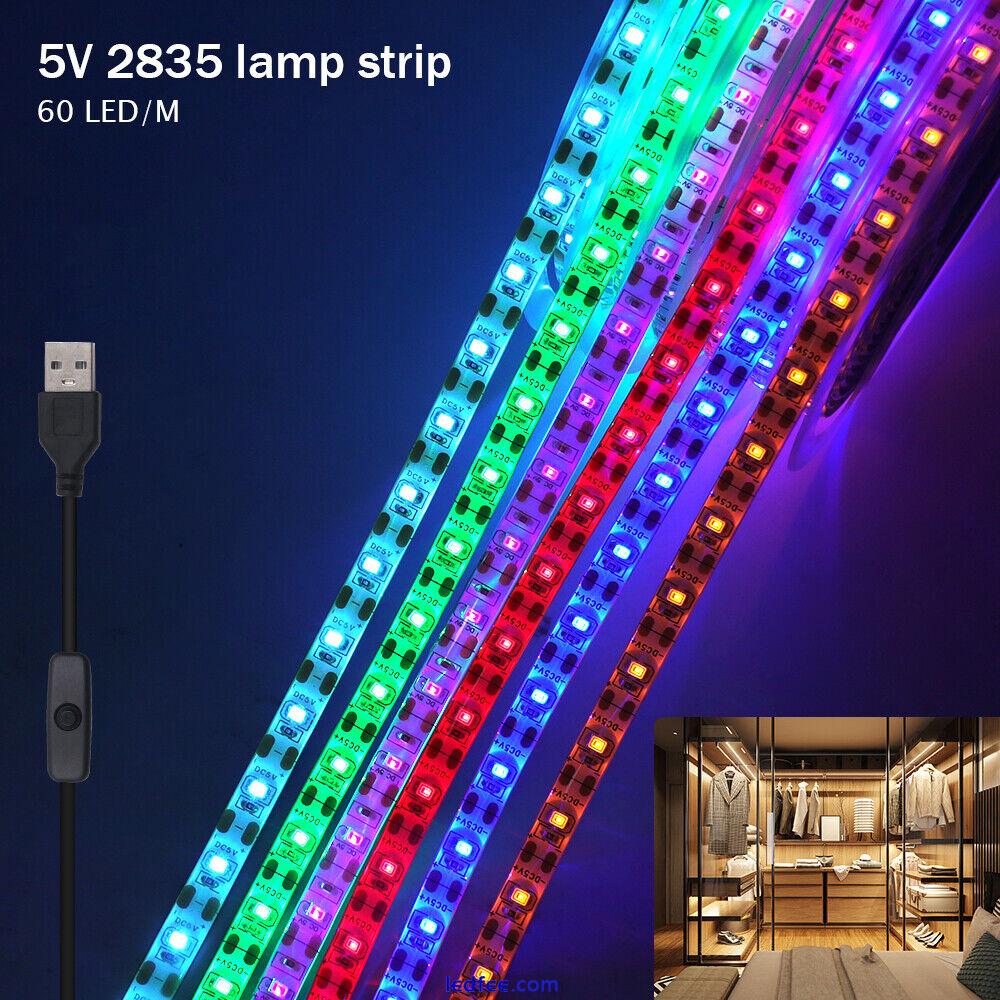 TV Backlight LED Strip Lights USB 60LEDs/m Tape Rope Bedroom Kitchen Lighting 5V 1 