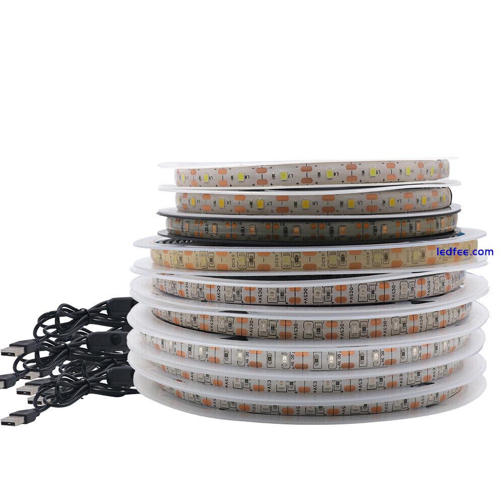 TV Backlight LED Strip Lights USB 60LEDs/m Tape Rope Bedroom Kitchen Lighting 5V 2 