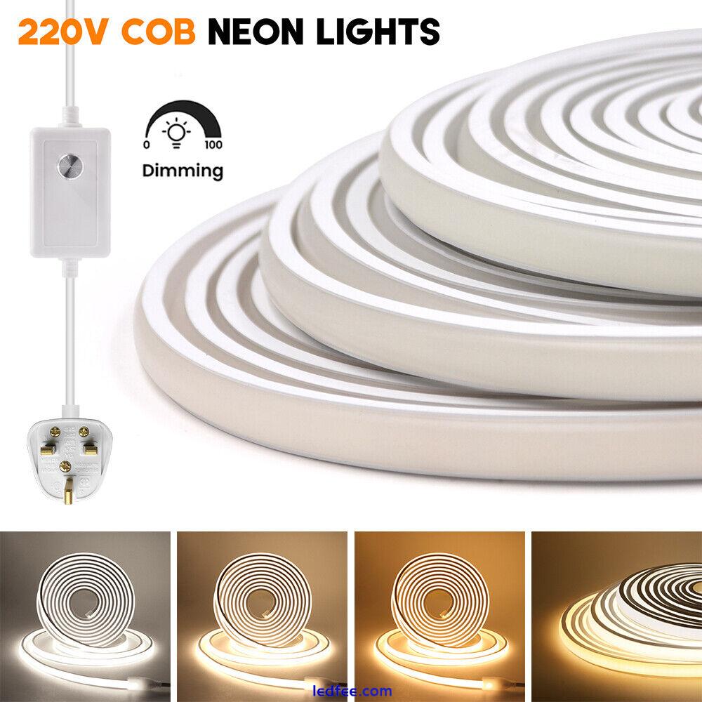 220V COB LED Neon Strip Lights Dimmable Waterproof Rope Outdoor Lighting UK Plug 0 