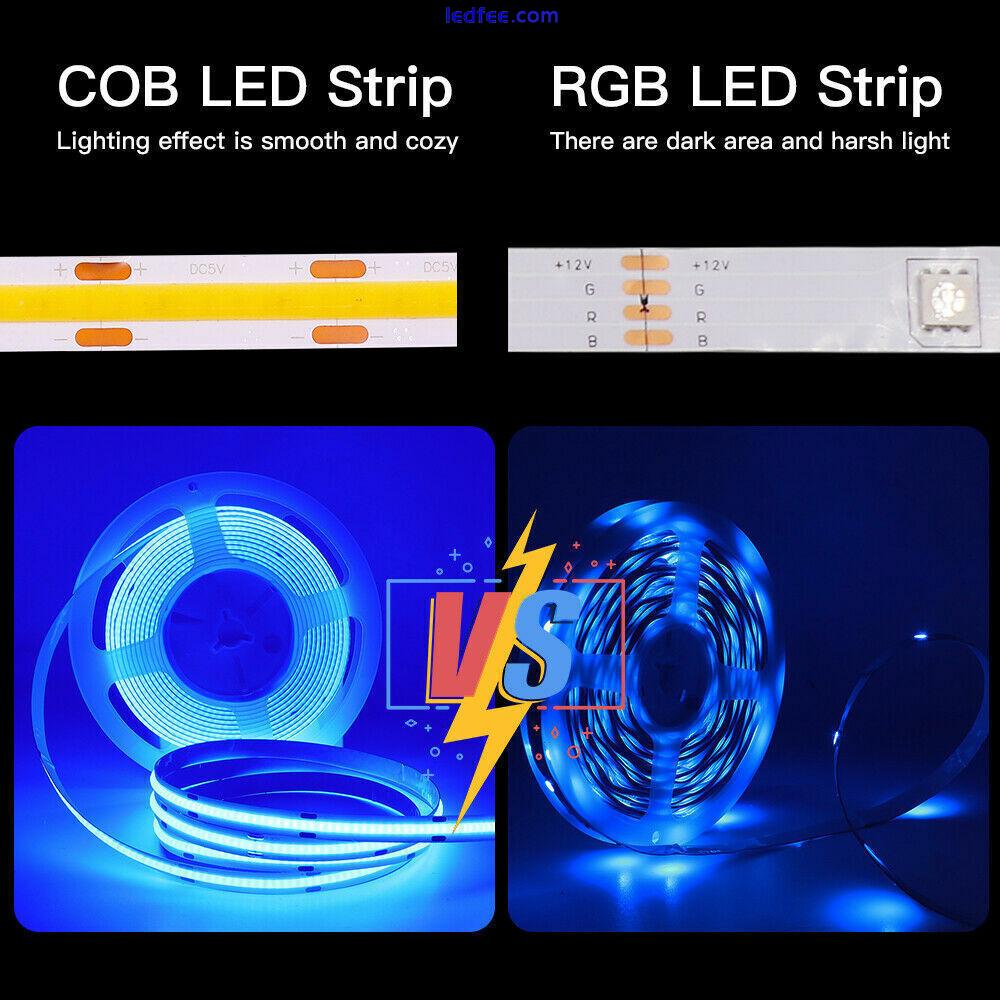 FOB COB LED Strip 12V 24V Flexible High Bright Led Tape Light Bar Blue White Red 5 