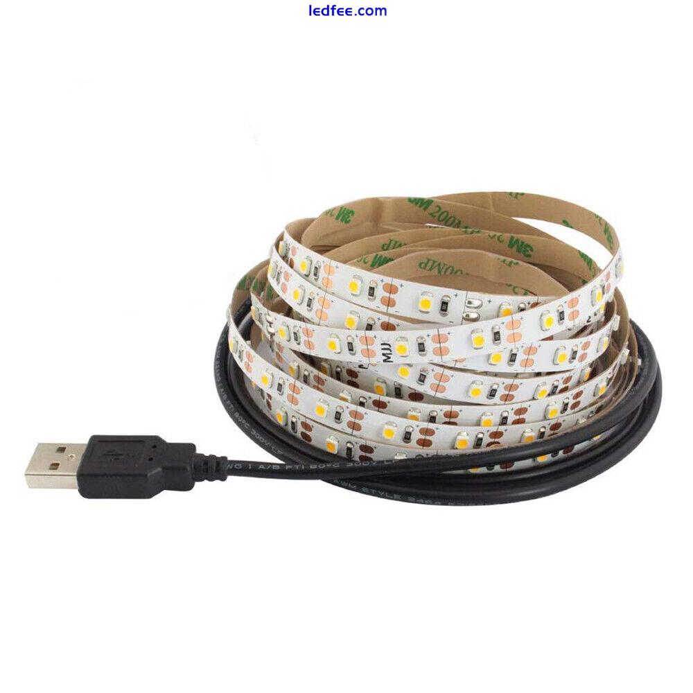 0.5-5M 5V USB LED Strip Lights Waterproof 2835 Warm Cool White Tape TV Backlight 4 