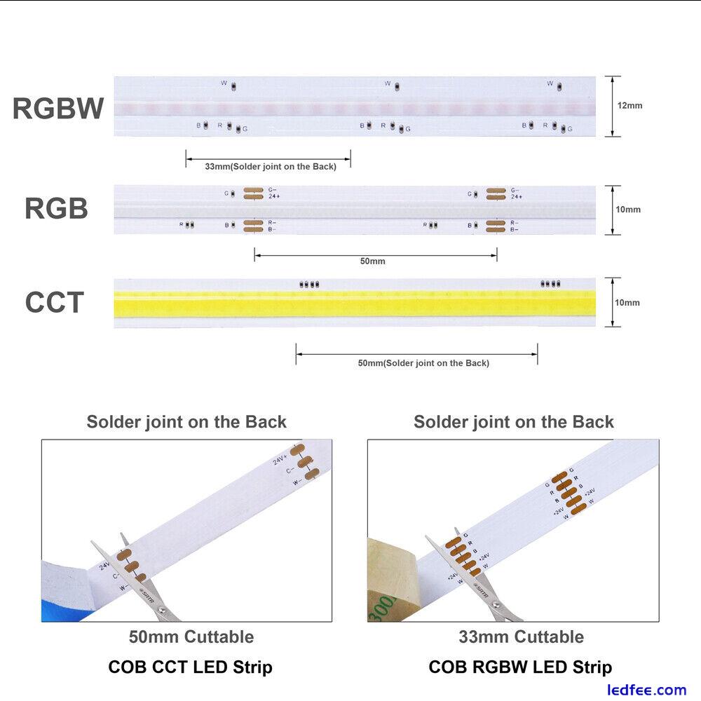 CCT RGB RGBW white COB Flexible LED strip light High Density FOB led Tape lamp 0 