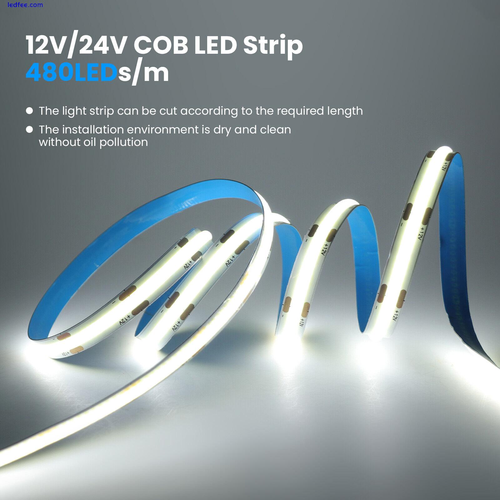 24V High Density COB LED Strip Lights Flexible Tape Rope Cabinet Kitchen Light 4 