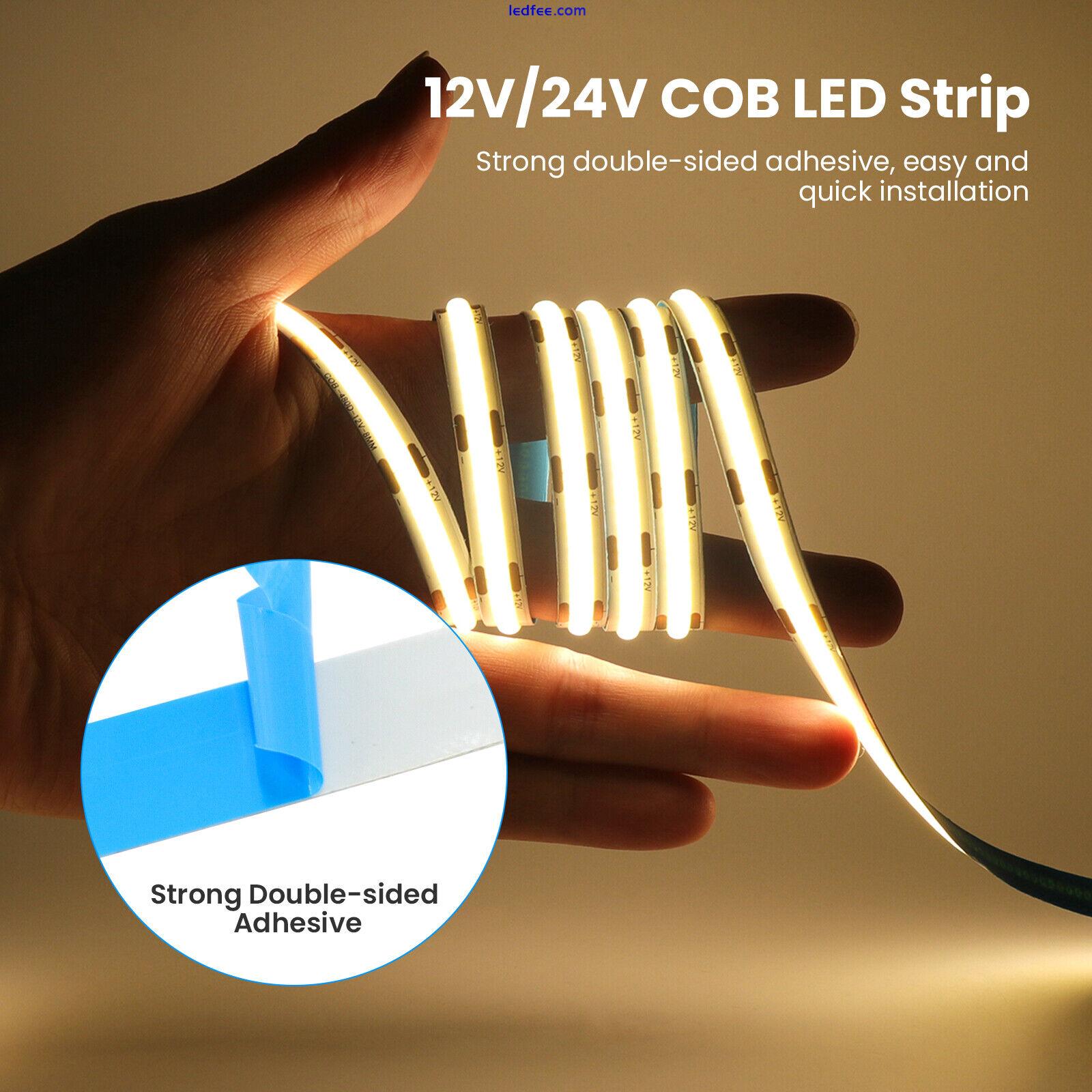 24V High Density COB LED Strip Lights Flexible Tape Rope Cabinet Kitchen Light 3 
