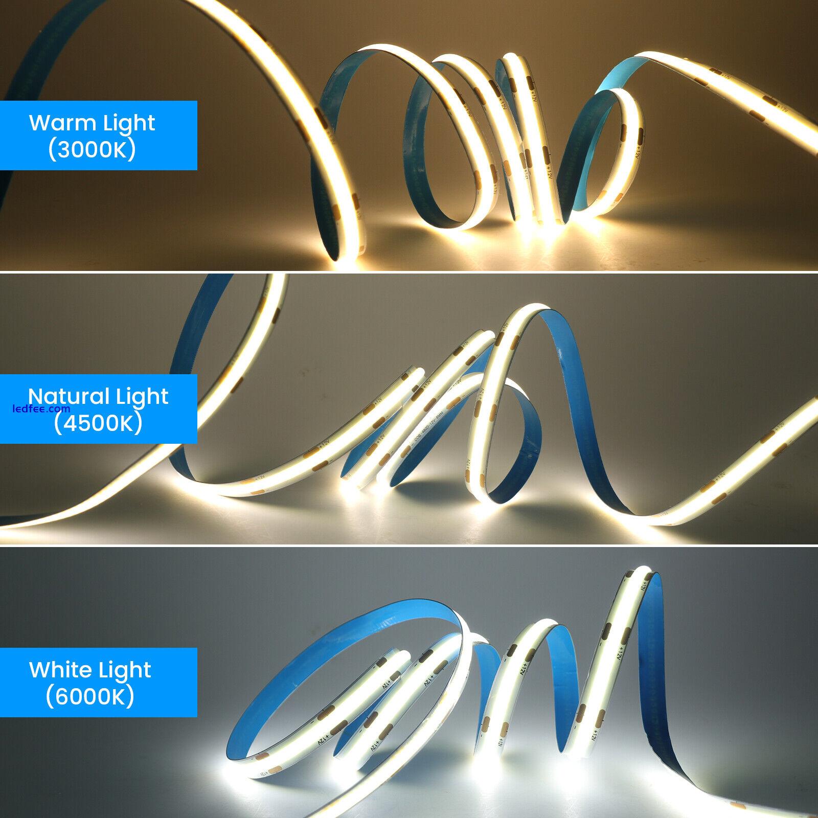 24V High Density COB LED Strip Lights Flexible Tape Rope Cabinet Kitchen Light 2 