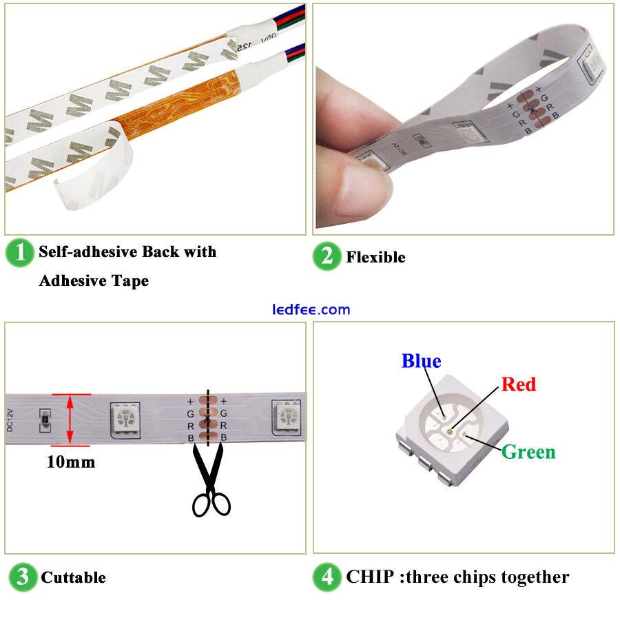 RGB LED STRIP LIGHTS COLOUR CHANGING UNDER CABINET KITCHEN LIGHTING SMD 5050 3 