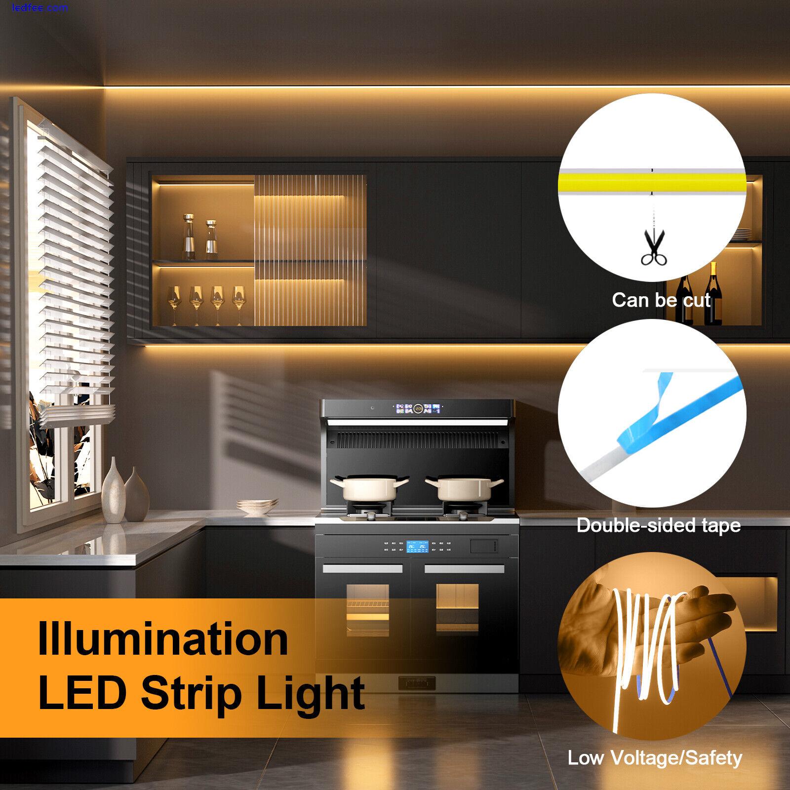 COB LED Strip Light Flexible Tape Lights 12V 24V 384LED/m Cabinet Lighting White 3 