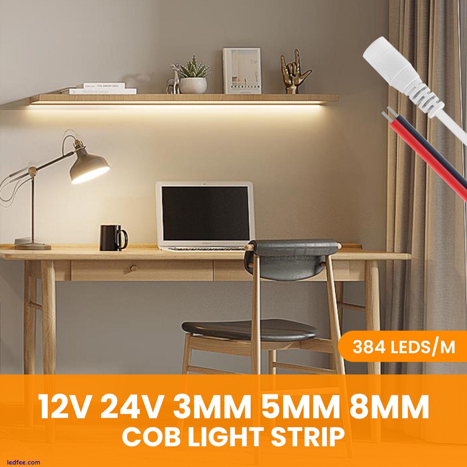 COB LED Strip Light Flexible Tape Lights 12V 24V 384LED/m Cabinet Lighting White 1 