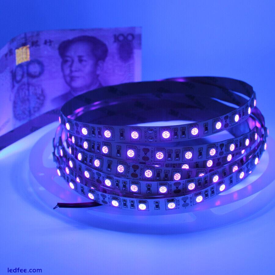 5m UV LED Flexible Strip 5050 SMD 395-405nm black light lamp RF remote DC power 5 