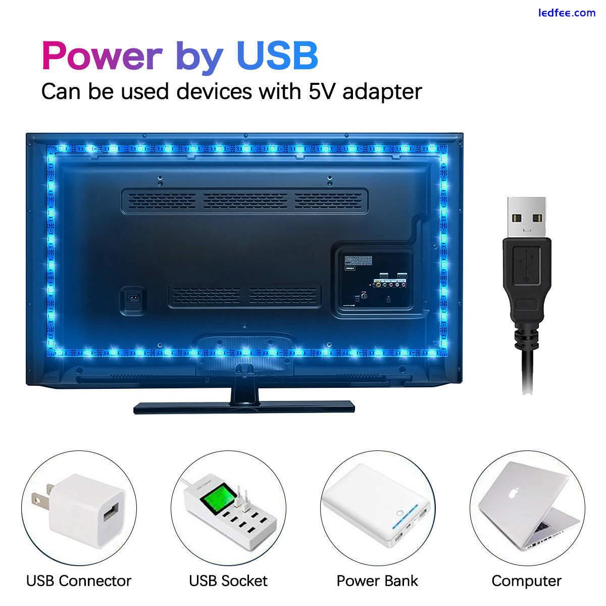 USB / battery Bluetooth LED Strip Lights RGB 5050 Sync to Music TV Backlight  5V 5 
