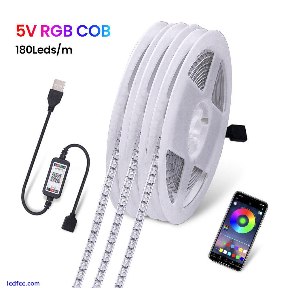 RGB LED COB Strip Lights 5V Flexible Tape Lamp Cabinet TV Backlight Bluetooth 2 