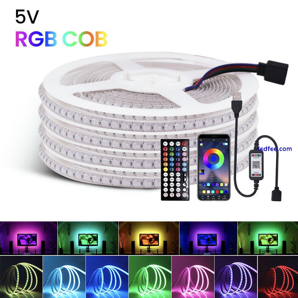 RGB LED COB Strip Lights 5V Flexible Tape Lamp Cabinet TV Backlight Bluetooth 0 