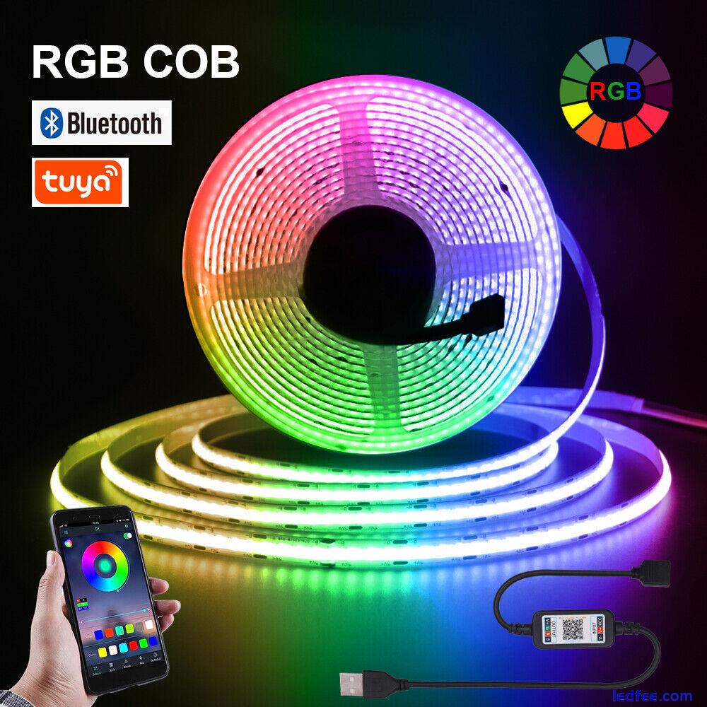 USB COB LED Strip Light RGB Colour Changing Bluetooth APP Tape Cabinet TV Lamp 1 