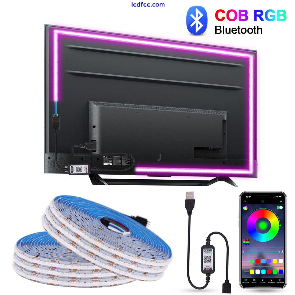 USB COB LED Strip Light RGB Colour Changing Bluetooth APP Tape Cabinet TV Lamp 0 