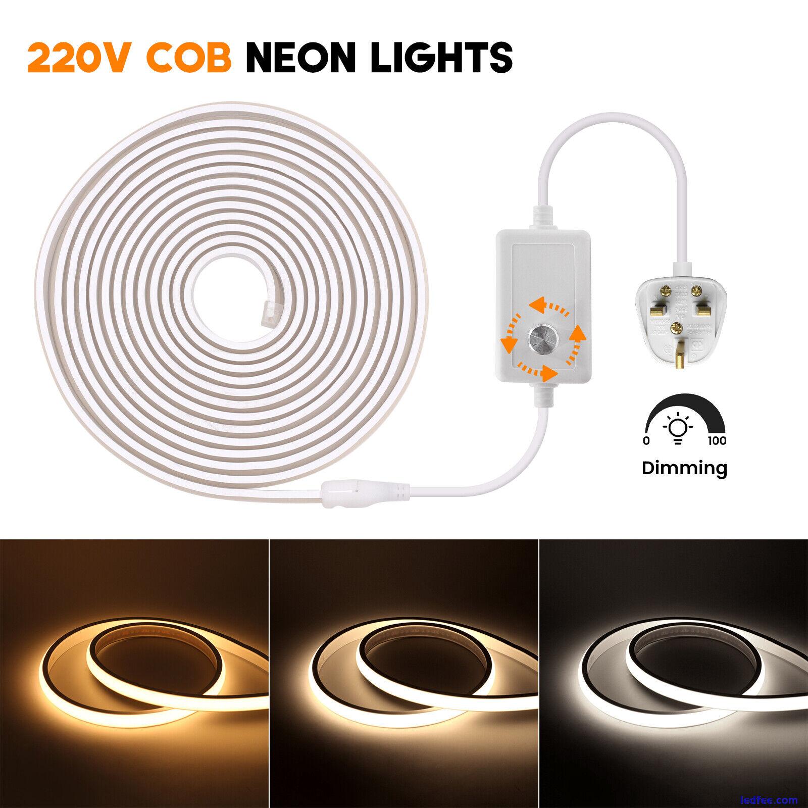 220V High Density COB LED Strip Flexible Neon Rope Lights Dimmer Kitchen Outdoor 0 