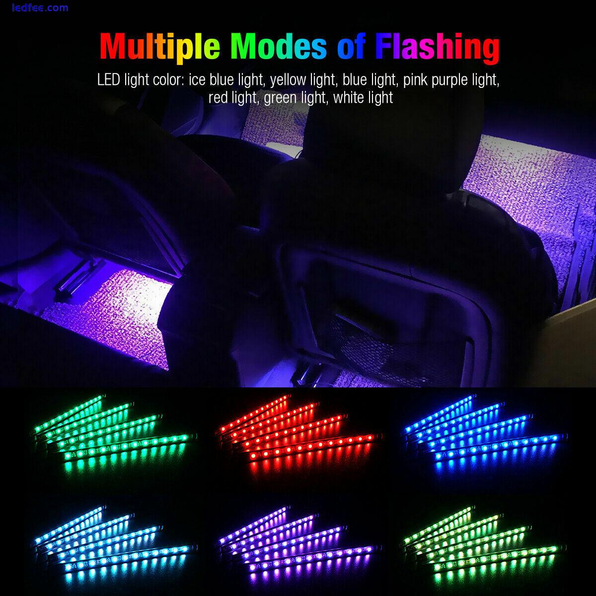 Car Interior Footwell LED Strip Lights RGB Multicolour Remote Atmosphere Lamp 2 