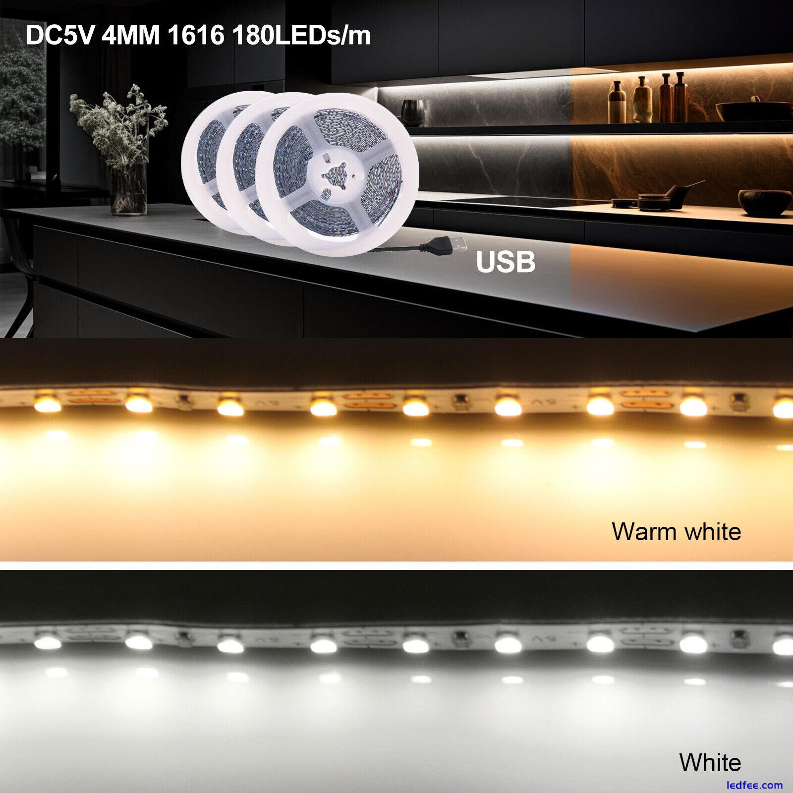 1M 2M 3M 4M 5M 5V USB LED Strip Lights Cool/Warm White Tape SMD TV BackLighting 5 