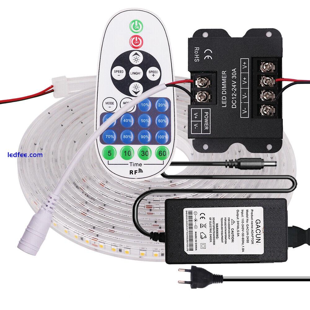 DC 12V LED Strip Lights Waterproof Outdoor Lighting+Dimmer Controller+UK/EU Plug 3 