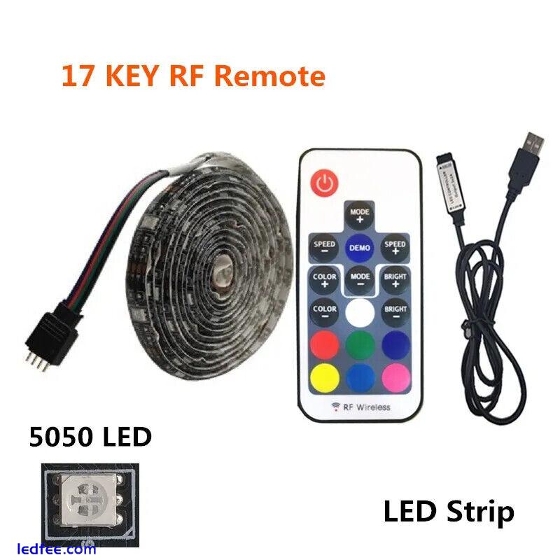 5V 5050 RGB LED Strip Light Bar TV Back Lights Kit 30SMD/M + USB Remote Control 4 