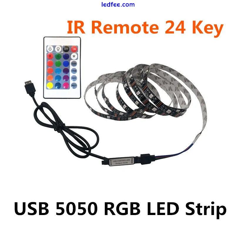 5V 5050 RGB LED Strip Light Bar TV Back Lights Kit 30SMD/M + USB Remote Control 5 