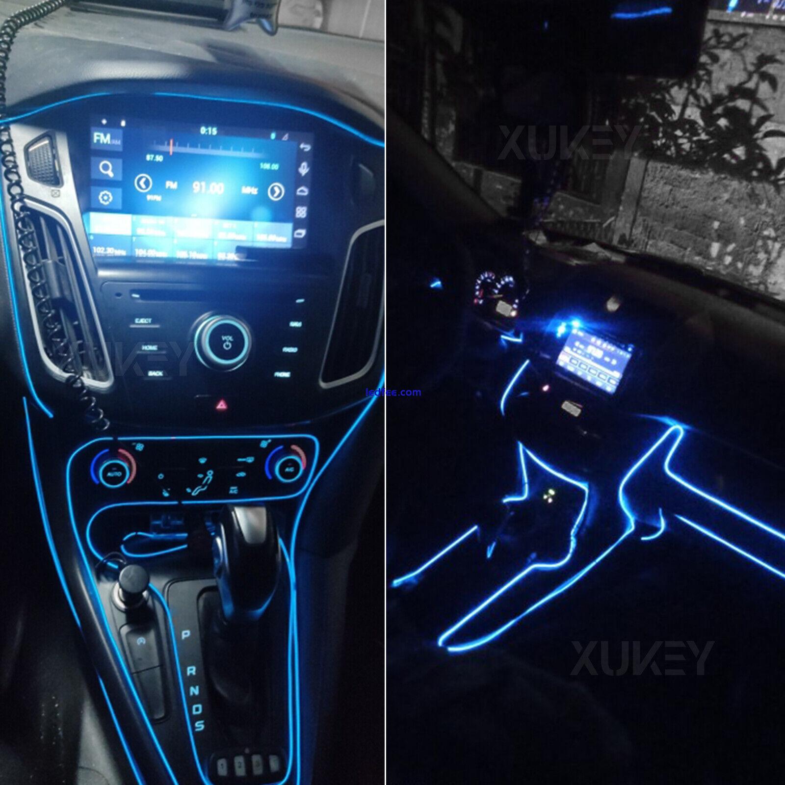 5M Interior USB El Wire String Strip Blue Cold Lights Set Ambient Car Dash Decor 3 