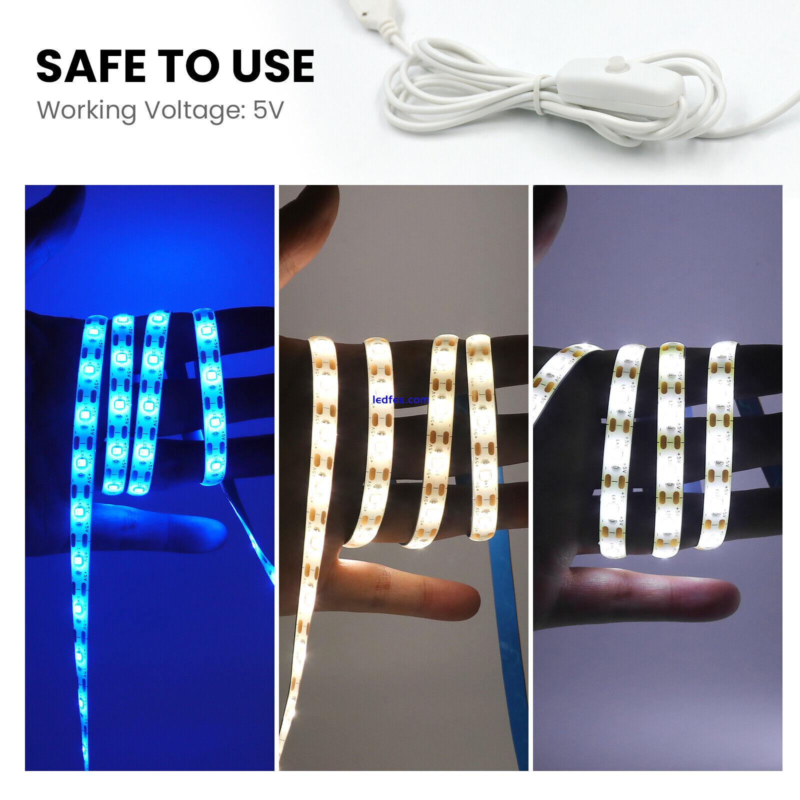 USB LED Strip Lights 1-5M SMD2835 Light Tape Cabinet Kitchen TV Backlight Switch 0 