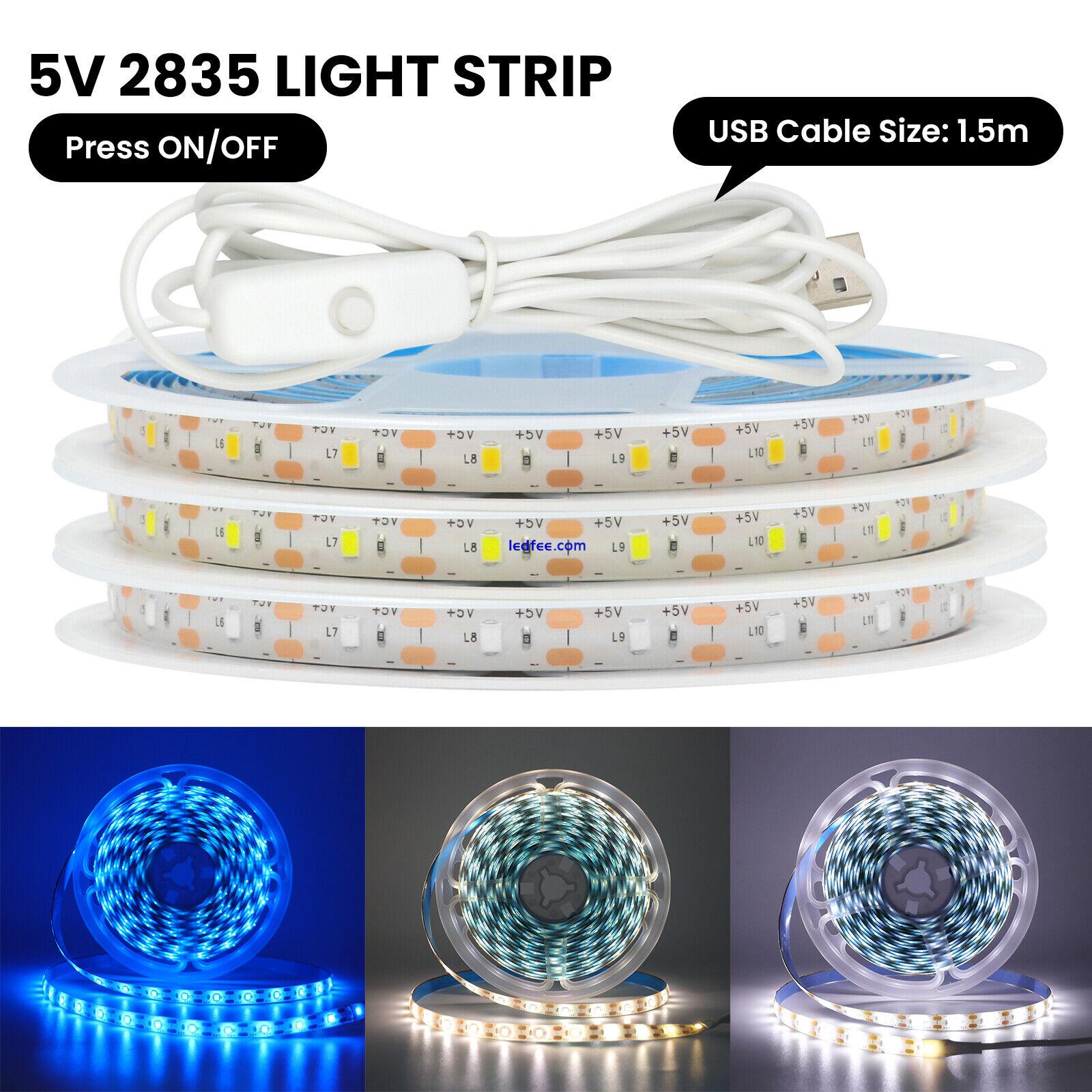 USB LED Strip Lights 1-5M SMD2835 Light Tape Cabinet Kitchen TV Backlight Switch 3 