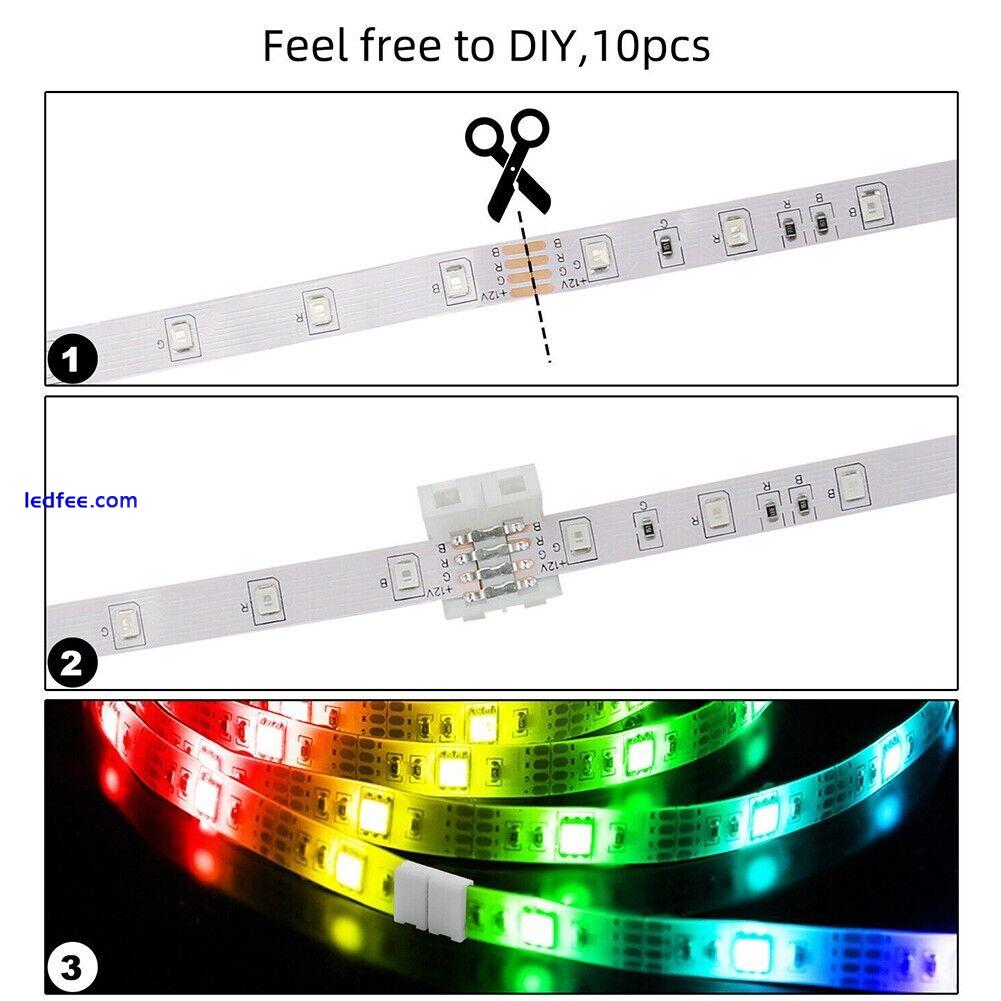 Solderless Clip-on Coupler Connector 4 Pin 10mm For 5050 RGB LED Strip Light 4 