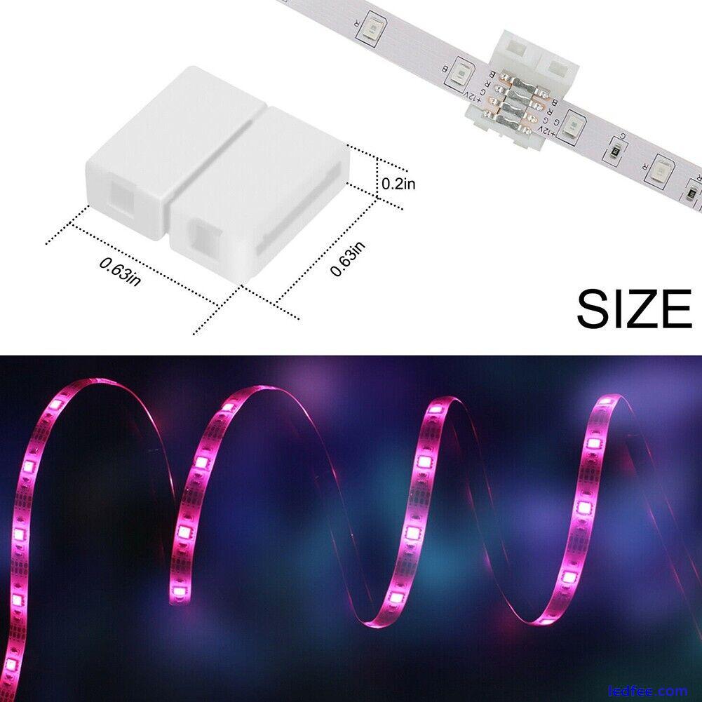 Solderless Clip-on Coupler Connector 4 Pin 10mm For 5050 RGB LED Strip Light 2 