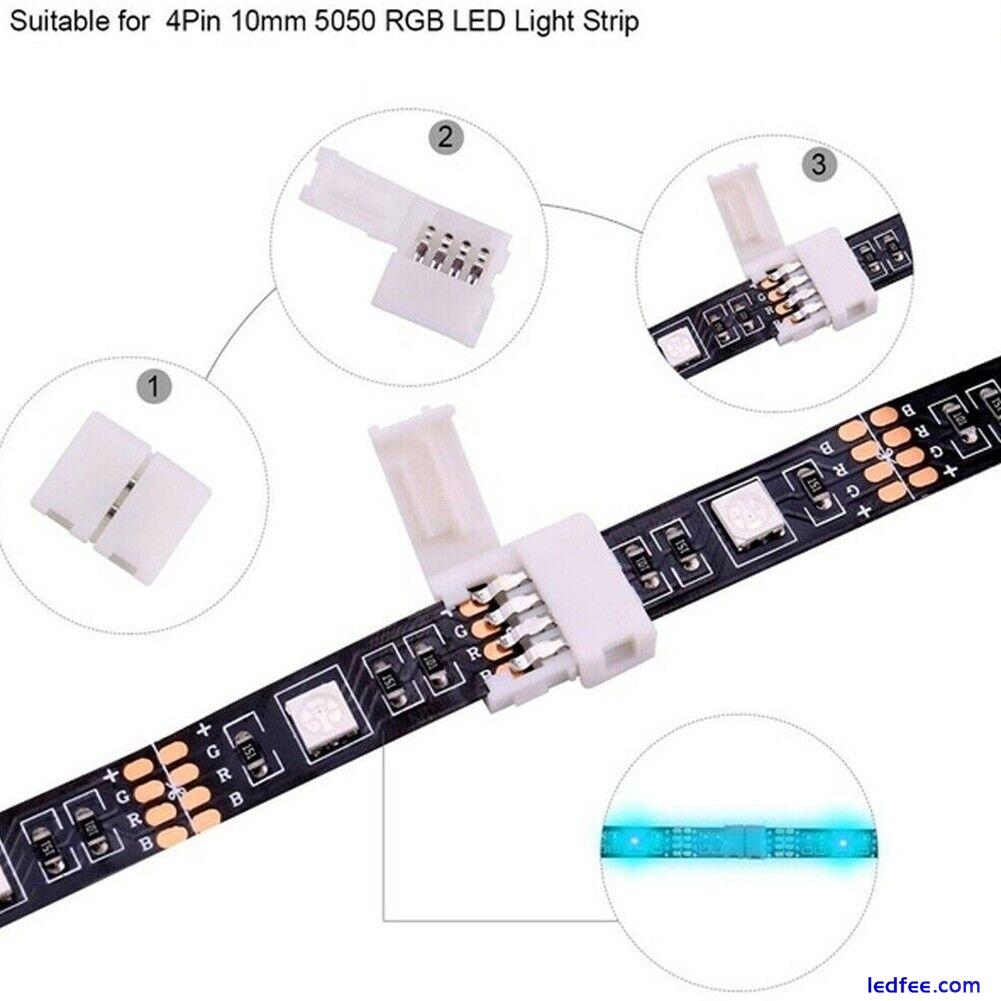 Solderless Clip-on Coupler Connector 4 Pin 10mm For 5050 RGB LED Strip Light 3 