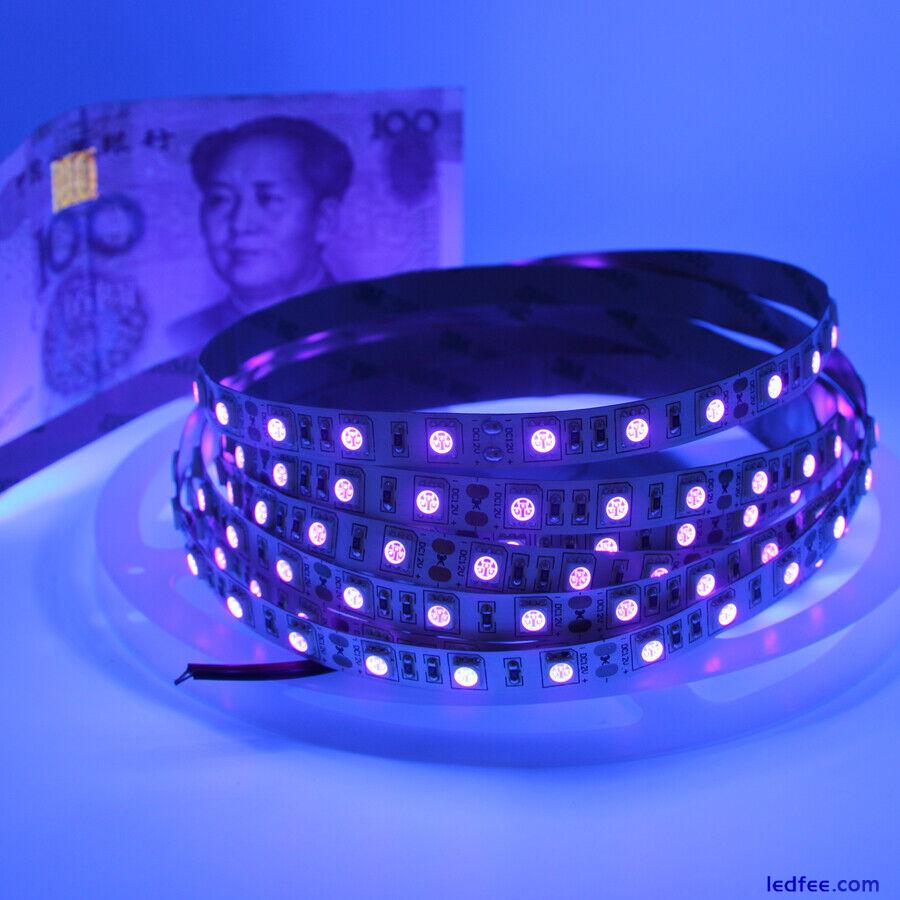 1-5M UV LED Strip Lights 5050 60/120LED/M Ultraviolet 395-405nm lamp 5/12/24v 4 